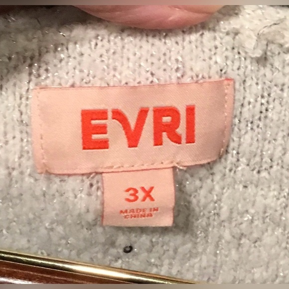 Evri Women’s Ivory Plus Size V-Neck Pullover Sequined Sweater; Size 3X - Picture 5 of 13